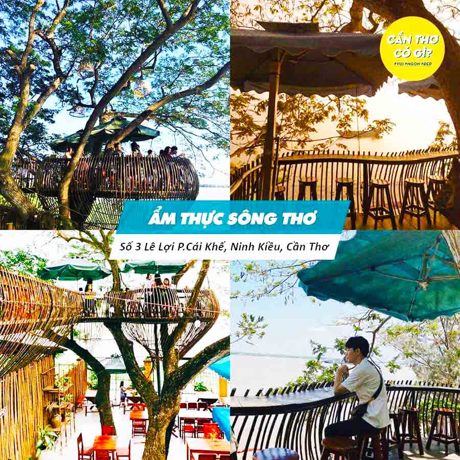 Ẩm thực Sông Thơ - Cafe trên cây - Quán cafe đẹp ở Cần Thơ