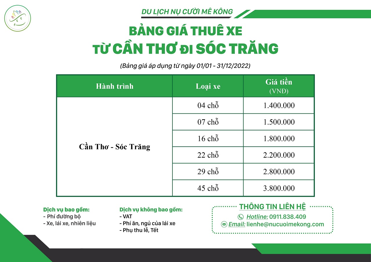 Gia Thue Xe Can Tho Di Soc Trang