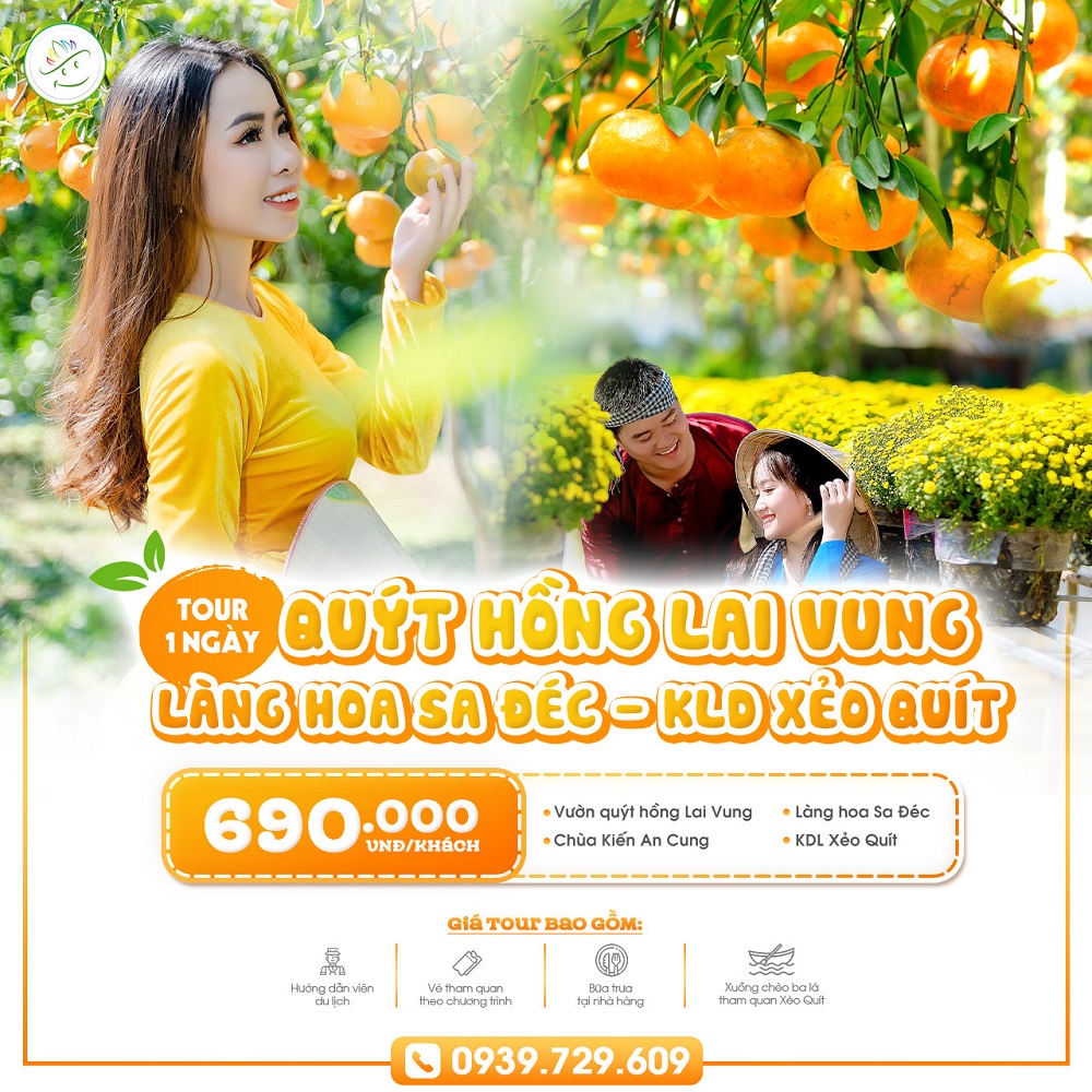 Tour du lịch vườn quýt Hồng Lai Vung Đồng Tháp 1 ngày giá rẻ